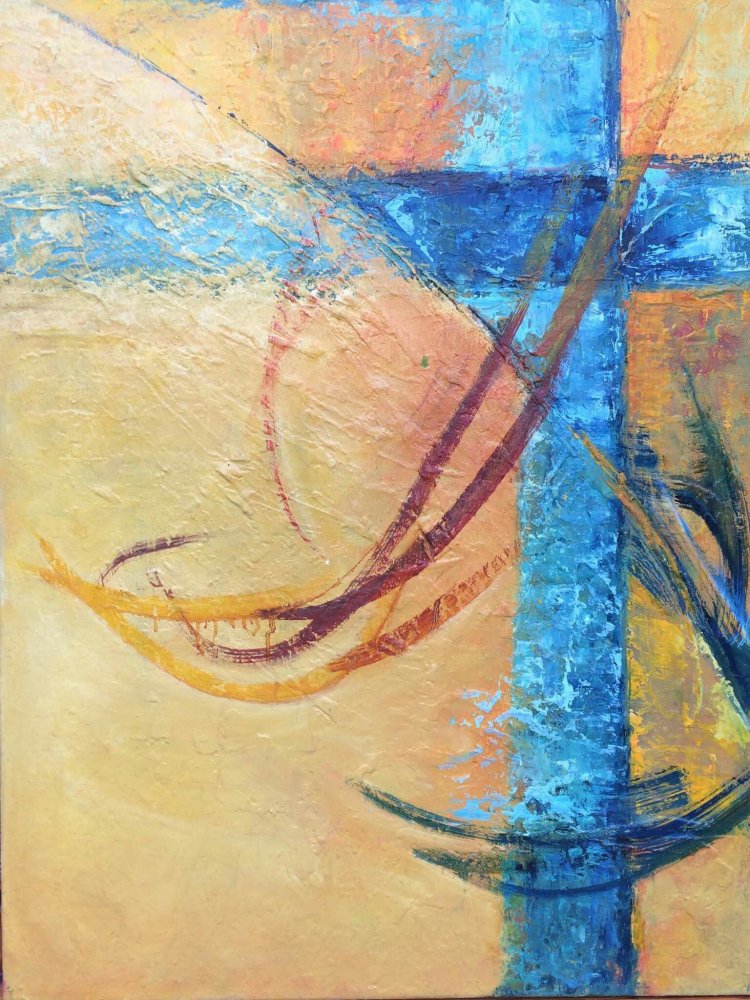 Cruce cer albastru tablou pictura ulei Antonela Giurgiu