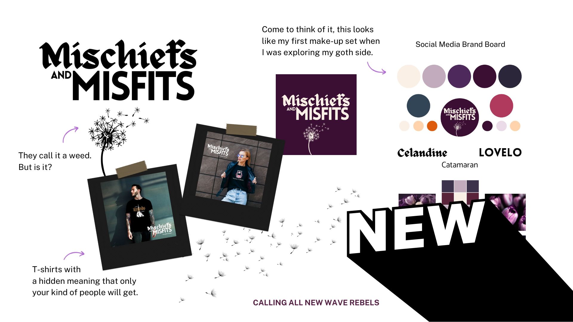 mischiefs and misfits new brand visual identity tshirts social media