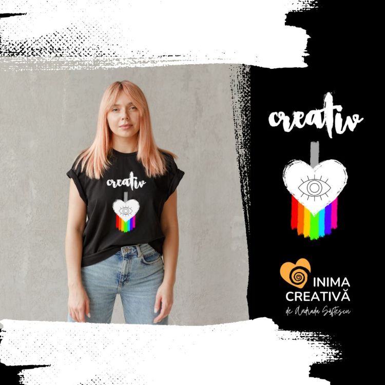 tricou creativ negru dama, colectia inima creativa, nou, andrada saftescu