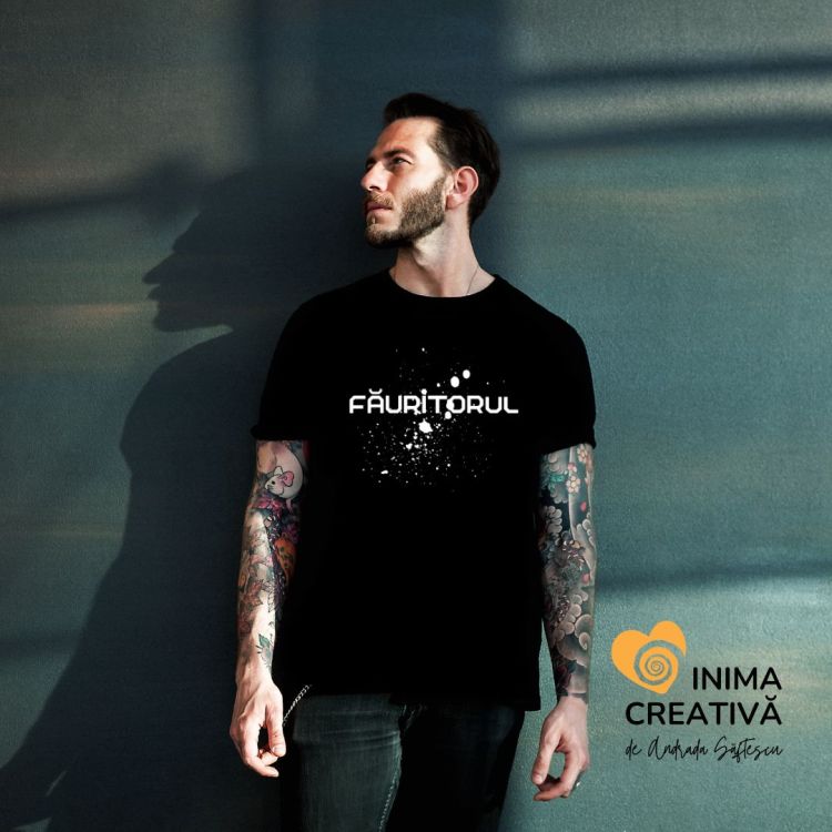 tricou fauritorul idea spots negru colectia inima creativa andrada saftescu
